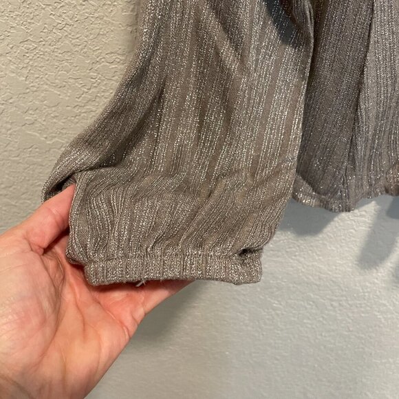 Altar'd State Gold Beige High Neck Blouse Small - Picture 3 of 8